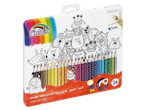 KREDKI OŁÓWKOWE FIORELLO 24 KOLORY SUPER SOFT MATALOWE OPAKOWANIE