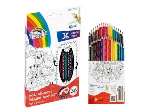 KREDKI OŁÓWKOWE FIORELLO 36 KOLORÓW SUPER SOFT TRÓJKĄTNE