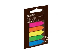 ZAKŁADKI INDEKSUJĄCE GRAND 12X45MM STRZAŁKI 5 KOLORÓW PO 25 SZT.