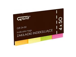 ZAKŁADKI INDEKSUJĄCE GRAND 20X50MM FLAGI 4 KOLORY PO 50 SZT GR-Z4-50