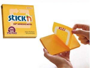 NOTES SAMOPRZYLEPNY STICK`N 76X76MM ŻÓŁTY 360 STOPNI