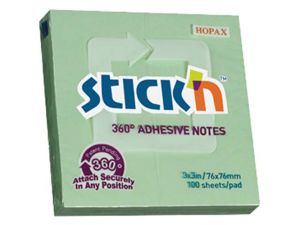 NOTES SAMOPRZYLEPNY STICK`N 76X76MM ZIELONY 360 STOPNI