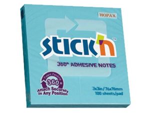 NOTES SAMOPRZYLEPNY STICK`N 76X76MM NIEBIESKI 360 STOPNI