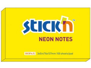 NOTES SAMOPRZYLEPNY STICK`N127X76MM ŻÓŁTY NEONOWY