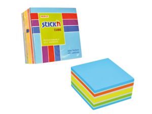 NOTES SAMOPRZYLEPNY STICK`N 76X76MM MIX NEONOWY NIEBIESKI, ŻÓŁTY, POMARAŃCZOWY, ZIELONY, BIAŁY
