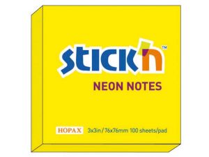 NOTES SAMOPRZYLEPNY STICK`N 76X76MM ŻÓŁTY NEONOWY