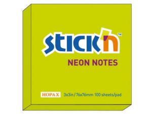 NOTES SAMOPRZYLEPNY STICK`N 76X76MM ZIELONY NEONOWY