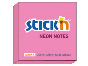 NOTES SAMOPRZYLEPNY STICK`N 76X76MM RÓŻOWY NEONOWY