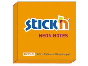 NOTES SAMOPRZYLEPNY STICK`N 76X76MM POMARAŃCZOWY NEONOWY