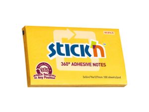 NOTES SAMOPRZYLEPNY STICK`N 127X76MM CIEMNO ŻÓŁTY 360 STOPNI