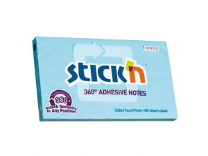NOTES SAMOPRZYLEPNY STICK`N 127X76MM NIEBIESKI 360 STOPNI