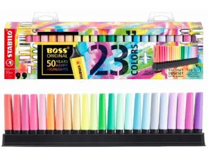 ZAKREŚLACZ STABILO BOSS MIX KOLORÓW 23SZT. PASTELOWYCH I NEONOWYCH Z PODSTAWKĄ