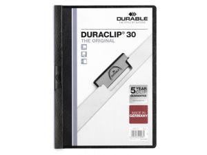 SKOROSZYT PLASTIKOWY TWARDY DURACLIP Z KLIPEM CZARNY 30 KARTEK