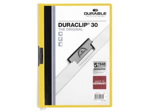 SKOROSZYT PLASTIKOWY TWARDY DURACLIP Z KLIPEM ŻÓŁTY 30 KARTEK