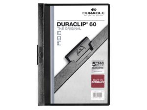 SKOROSZYT PLASTIKOWY TWARDY DURACLIP Z KLIPEM CZARNY 60 KARTEK