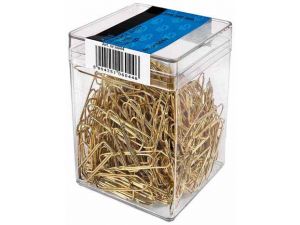 SPINACZE BIUROWE TRÓJKĄTNE ZŁOTE 32MM 300 SZT. W PUDEŁKU PLASTIKOWYM