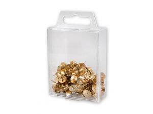 PINEZKI VICTORY OFFICE ZŁOTE 100SZT. POJEMNIK PLASTIKOWY ZAWIESZANY