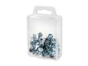 PINEZKI VICTORY OFFICE METALOWE 100SZT. POJEMNIK PLASTIKOWY ZAWIESZANY