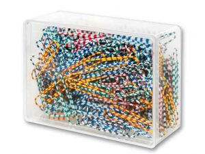 SPINACZE BIUROWE VICTORY OFFICE 50MM 250 SZT. OKRĄGŁE ZEBRA MIX KOLORÓW POJEMNIK PLASTIKOWY