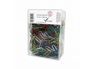 SPINACZE BIUROWE VICTORY OFFICE 26MM 1000 SZT. TRÓJKĄTNE MIX KOLORÓW POJEMNIK PLASTIIKOWY