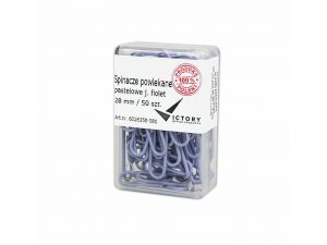 SPINACZE BIUROWE VICTORY OFFICE 28MM 50 SZT. OKRĄGŁE PASTELOWE JASNOFIOLETOWE POJEMNIK PLASTIKOWY