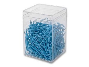 SPINACZE BIUROWE VICTORY OFFICE 28MM 300 SZT. OKRĄGŁE PASTELOWE JASNONIEBIESKIE POJEMNIK PLASTIKOWY