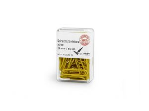 SPINACZE BIUROWE VICTORY OFFICE 28MM 50 SZT. OKRĄGŁE POWLEKANE ŻÓŁTE POJEMNIK PLASTIKOWY