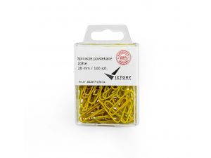 SPINACZE BIUROWE VICTORY OFFICE 28MM 100 SZT. OKRĄGŁE POWLEKANE ŻÓŁTE POJEMNIK PLASTIKOWY ZAWIESZANY