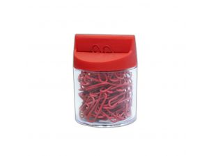 SPINACZE BIUROWE VICTORY OFFICE 28MM 100 SZT. OKRĄGŁE POWLEKANE CZERWONE POJEMNIK MAGNETYCZNY