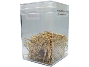 SPINACZE BIUROWE COLORPLUS 26MM 300 SZT TRÓJKĄTNE ZŁOTE POJEMNIK PLASTIKOWY