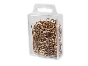 SPINACZE BIUROWE COLORPLUS 32MM 75 SZT TRÓJKĄTNE ZŁOTE POJEMNIK PLASTIKOWY ZAWIESZANY