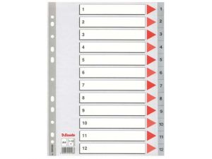 PRZEKŁADKI PLASTIKOWE ESSELTE A4 NUMERYCZNE 1-12