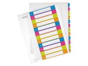 PRZEKŁADKI PLASTIKOWE LEITZ WOW A4 MAXI NUMERYCZNE 1-12