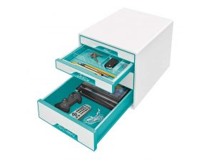 POJEMNIK LEITZ WOW 4 SZUFLADY BIAŁO-TURKUSOWY