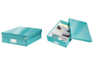 PUDŁO Z PRZEGRÓDKAMI LEITZ CLICK&STORE ŚREDNIE TURKUSOWE