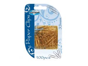 SPINACZE BIUROWE OKRĄGŁE MIEDZIANE 33MM CENTRUM 100 SZT.BLISTER 80820