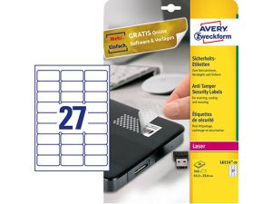 ETYKIETA AVERY ZWECKFORM L6114 ZABEZPIECZAJĄCA 63,5X29,6MM 20 ARKUSZY