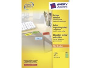 ETYKIETA AVERY ZWECKFORM 3472 210X297MM ZIELONA 100 ARKUSZY