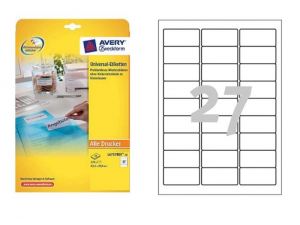 ETYKIETA AVERY ZWECKFORM L4737 USUWALNA 63,5X29,6MM 25 ARKUSZY