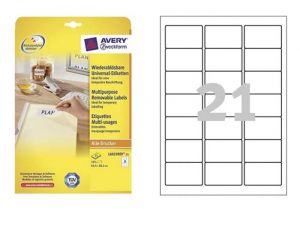 ETYKIETA AVERY ZWECKFORM L6023 USUWALNA 63,5X38,1MM 25 ARKUSZY