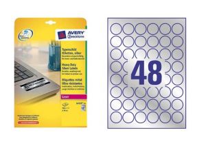 ETYKIETA AVERY ZWECKFORM L6129 ZNAMIONOWA ŚREDNICA 30MM SREBRNA 20 ARKUSZY