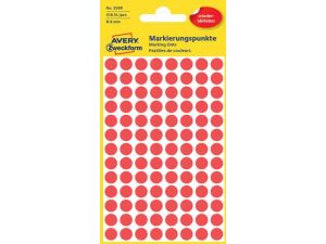 ETYKIETA AVERY ZWECKFORM 3589 KÓŁKA DO ZAZNACZANIA ŚREDNICA 8MM USUWALNE CZERWONE