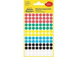 ETYKIETA AVERY ZWECKFORM 3090 KÓŁKA DO ZAZNACZANIA ŚREDNICA 8MM MIX KOLORÓW