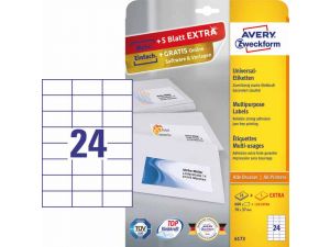 ETYKIETA AVERY ZWECKFORM 6173 70X37MM 25 ARKUSZY