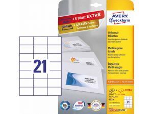 ETYKIETA AVERY ZWECKFORM 6174 70X42,3MM 25 ARKUSZY
