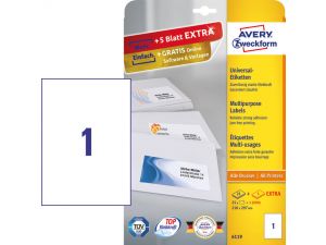 ETYKIETA AVERY ZWECKFORM 6119 210X297MM 25 ARKUSZY
