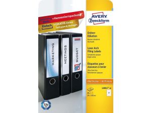 ETYKIETA AVERY ZWECKFORM L6061 192X59MM NA SEGREGATOR BIAŁA 25 ARKUSZY