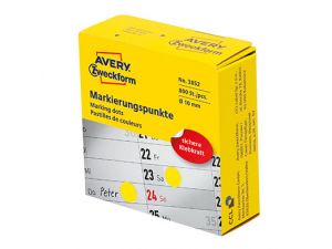 ETYKIETA AVERY ZWECKFORM 3852 KÓŁKA DO ZAZNACZANIA ŚREDNICA 10MM ŻÓŁTE