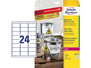 ETYKIETA AVERY ZWECKFORM L4773 POLIESTROWA 63,5X33,9MM 8 ARKUSZY