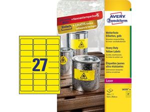 ETYKIETA AVERY ZWECKFORM L6105 POLIESTROWA 63,5,X29,6MM ŻÓŁTA 8 ARKUSZY